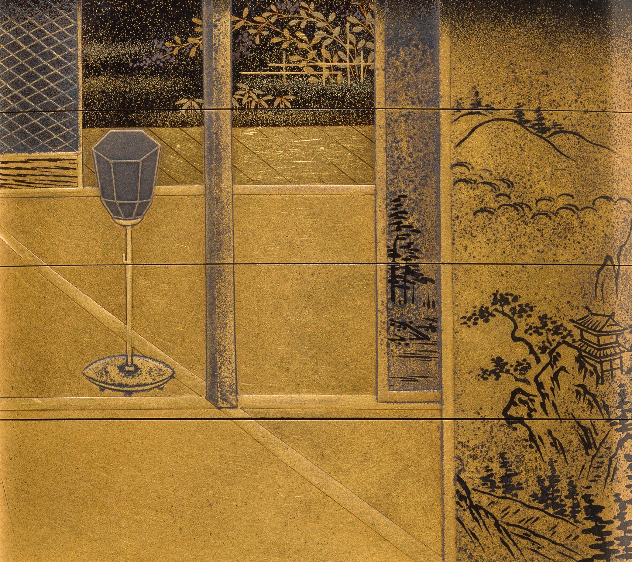 INAGAWA SENRYU: A FINE TOGIDASHI LACQUER THREE-CASE INRO DEPICTING A SCENE FROM THE TALE OF GENJI - Bild 11 aus 12