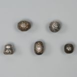 A GROUP OF FIVE MIXED METAL OJIME