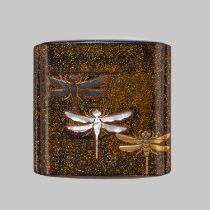 TSUCHIDA SOETSU: A RARE LACQUER THREE-CASE INRO WITH DRAGONFLIES