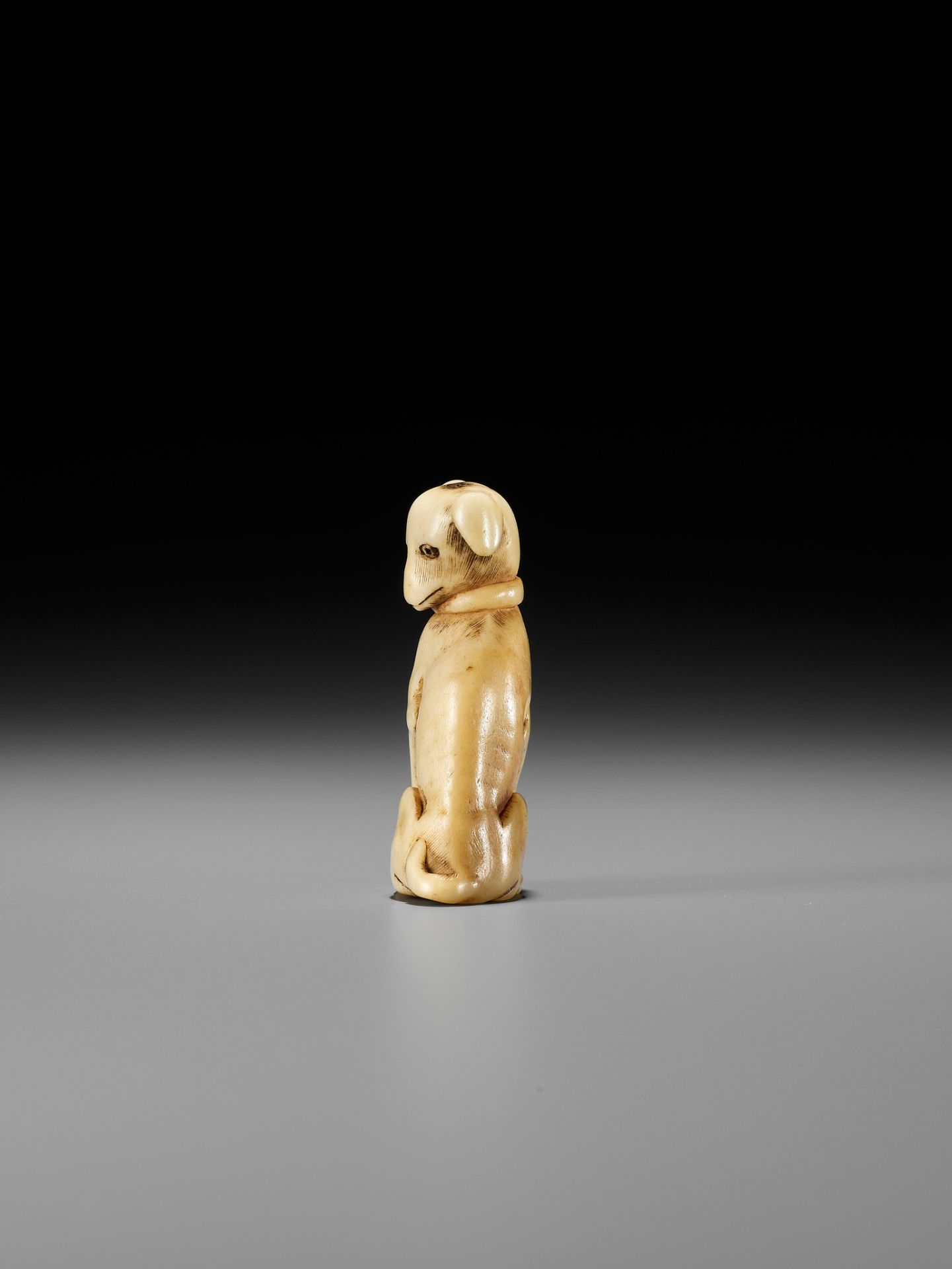 A KYOTO SCHOOL ANTLER NETSUKE OF A DOG - Image 7 of 13