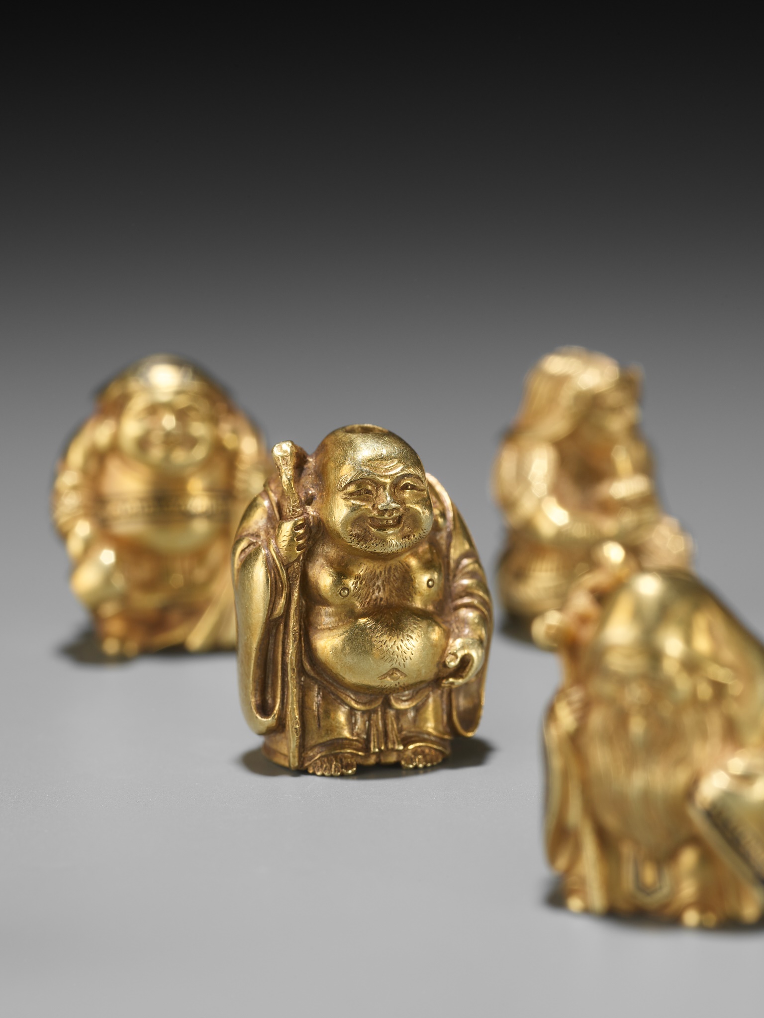 TAKACHIKA: A VERY RARE SOLID GOLD OJIME SET OF THE SEVEN LUCKY GODS (SHICHIFUKUJIN) - Image 2 of 61