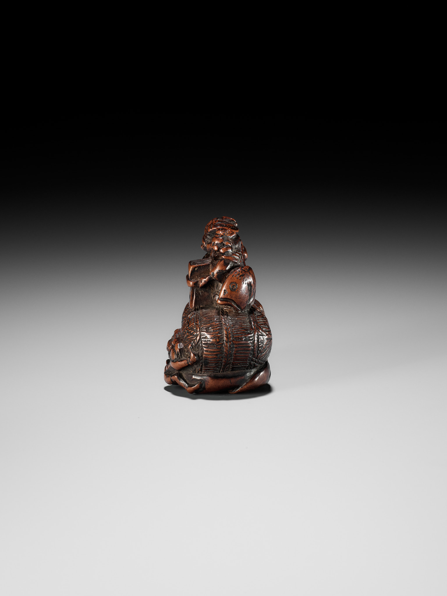 KAZUNORI: A LARGE WOOD NETSUKE OF DAIKOKU AND EBISU AT SETSUBUN - Image 8 of 14