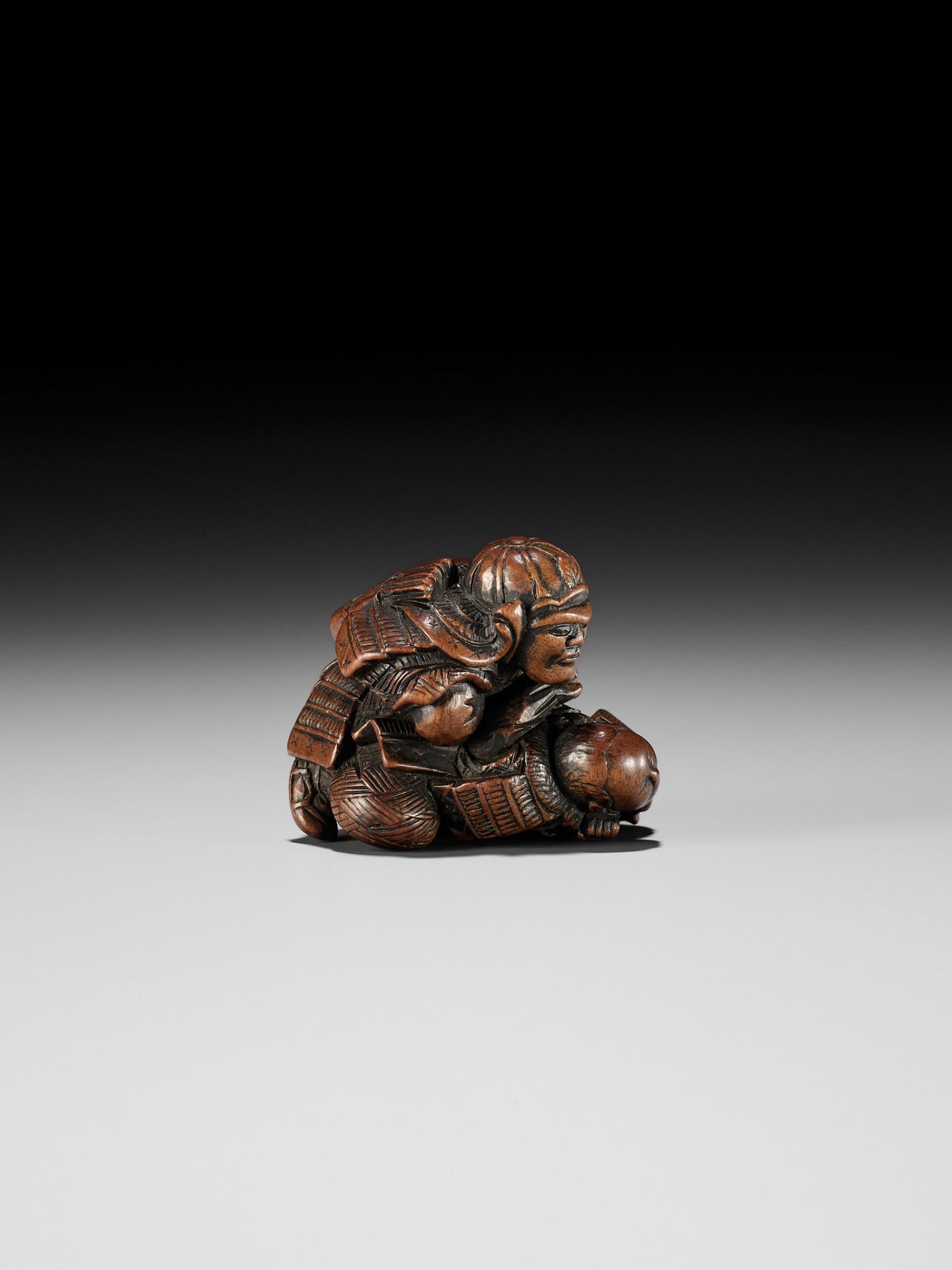 MASATOSHI: A RARE WOOD NETSUKE OF KUMAGAI NAOZANE AND TAIRA ATSUMORI IN COMBAT - Bild 11 aus 15