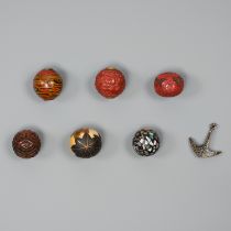 A GROUP OF SEVEN LACQUER OJIME