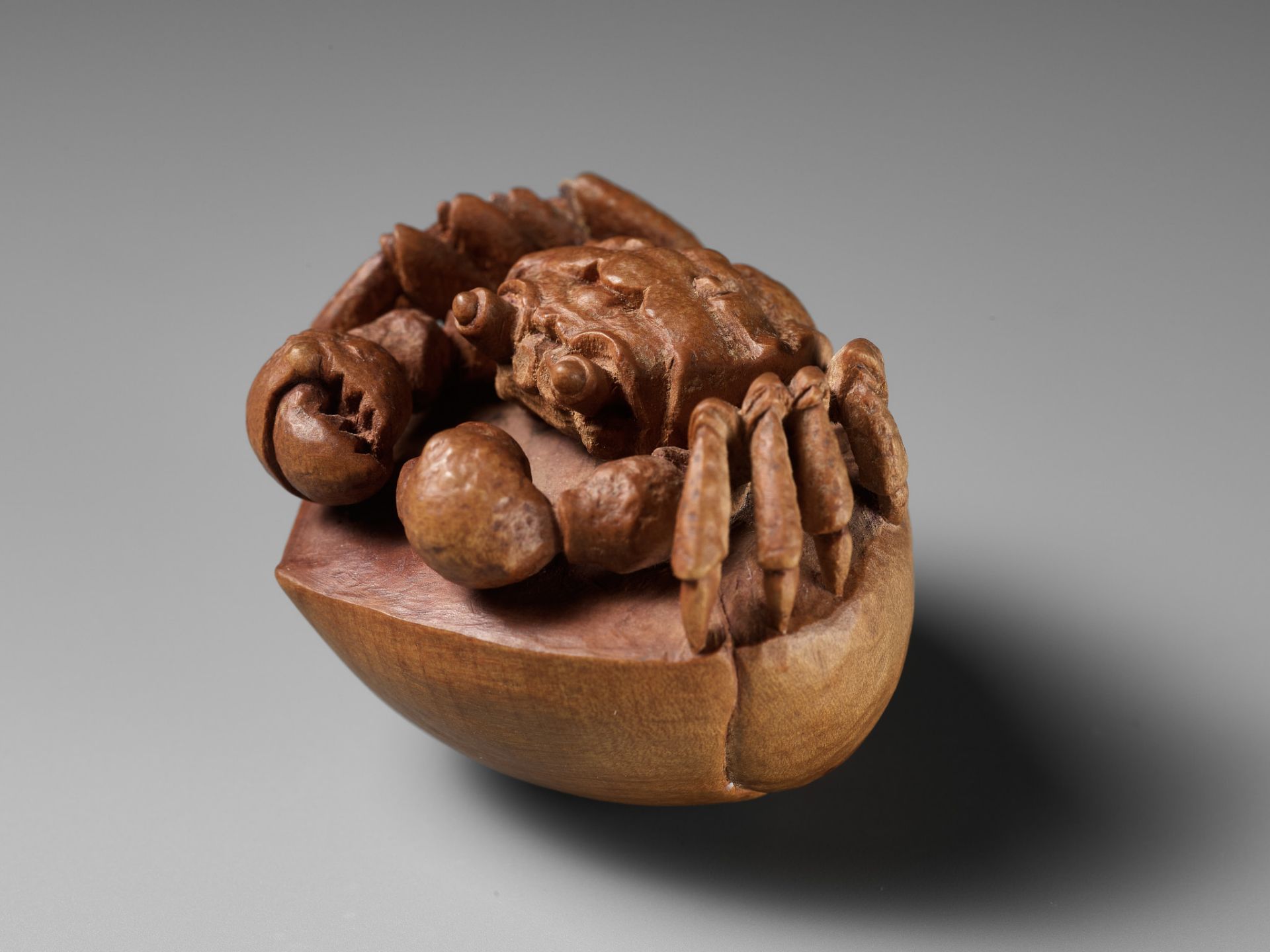 MORITA SOKO: A FINE NETSUKE OF A SAMURAI CRAB (HEIKEGANI) ON A CHESTNUT - Bild 3 aus 16