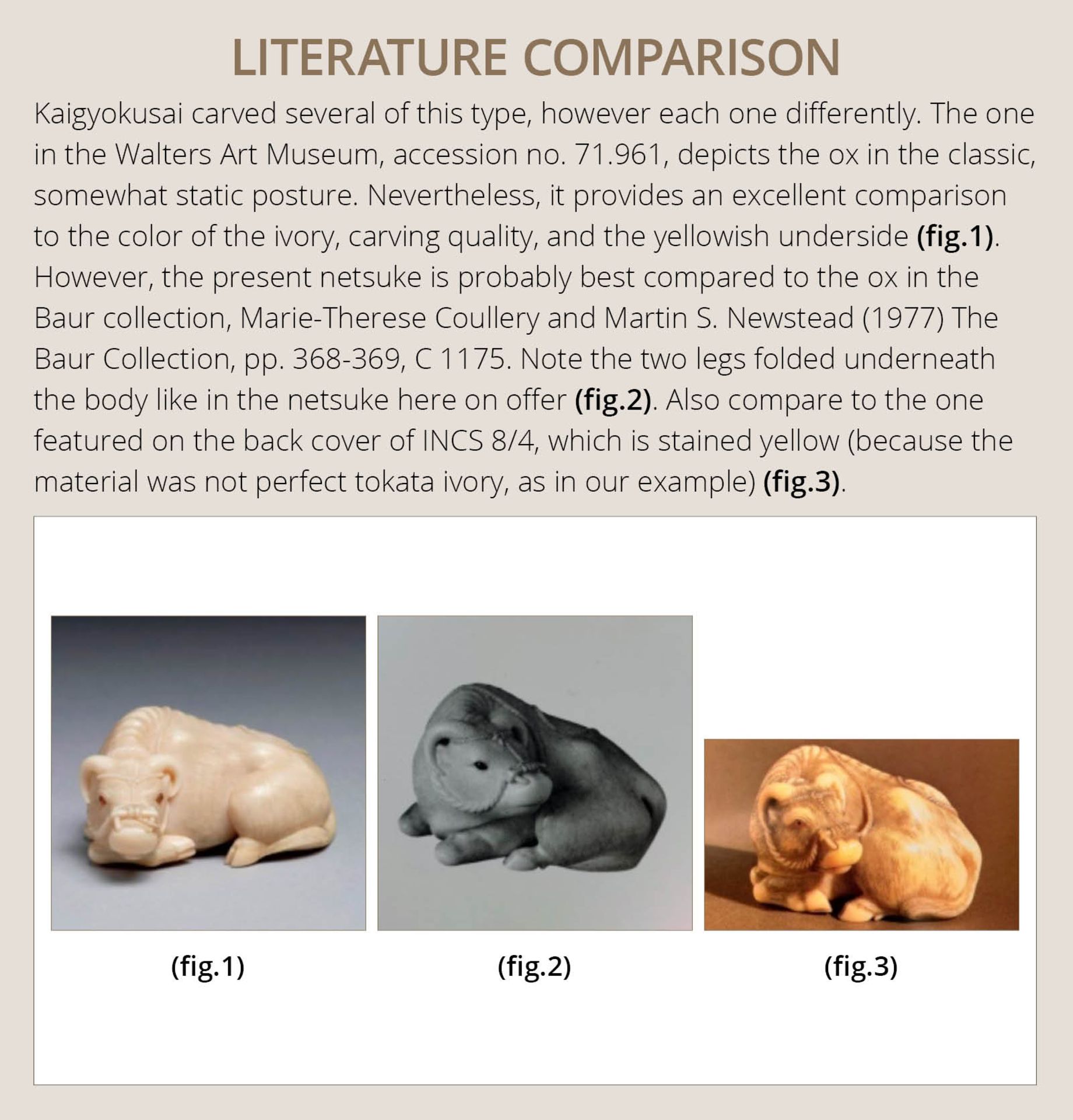 KAIGYOKUSAI MASATSUGU: A MASTERFUL AND IMPORTANT IVORY NETSUKE OF A RECUMBENT OX - Image 7 of 30