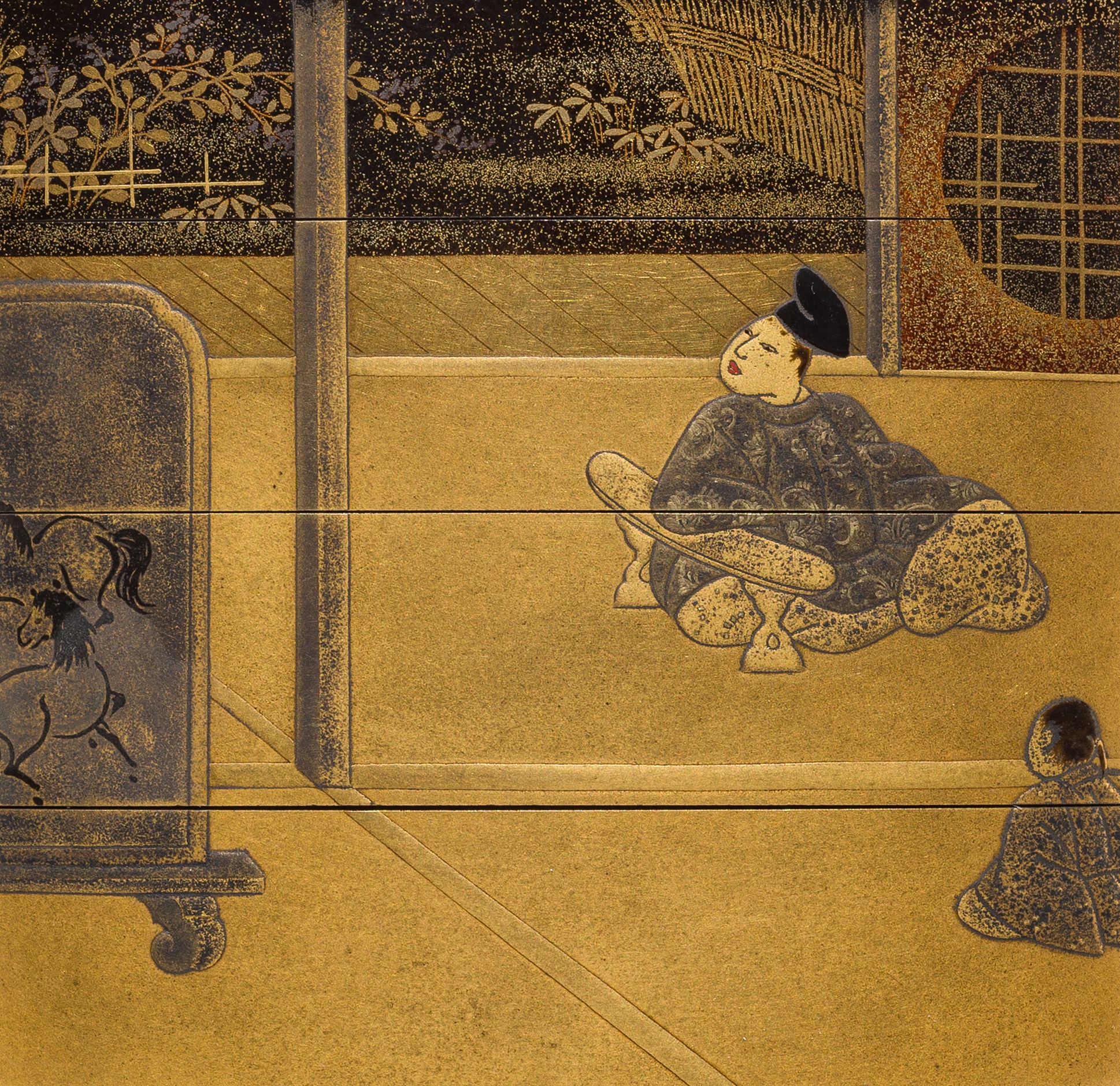 INAGAWA SENRYU: A FINE TOGIDASHI LACQUER THREE-CASE INRO DEPICTING A SCENE FROM THE TALE OF GENJI - Bild 10 aus 12