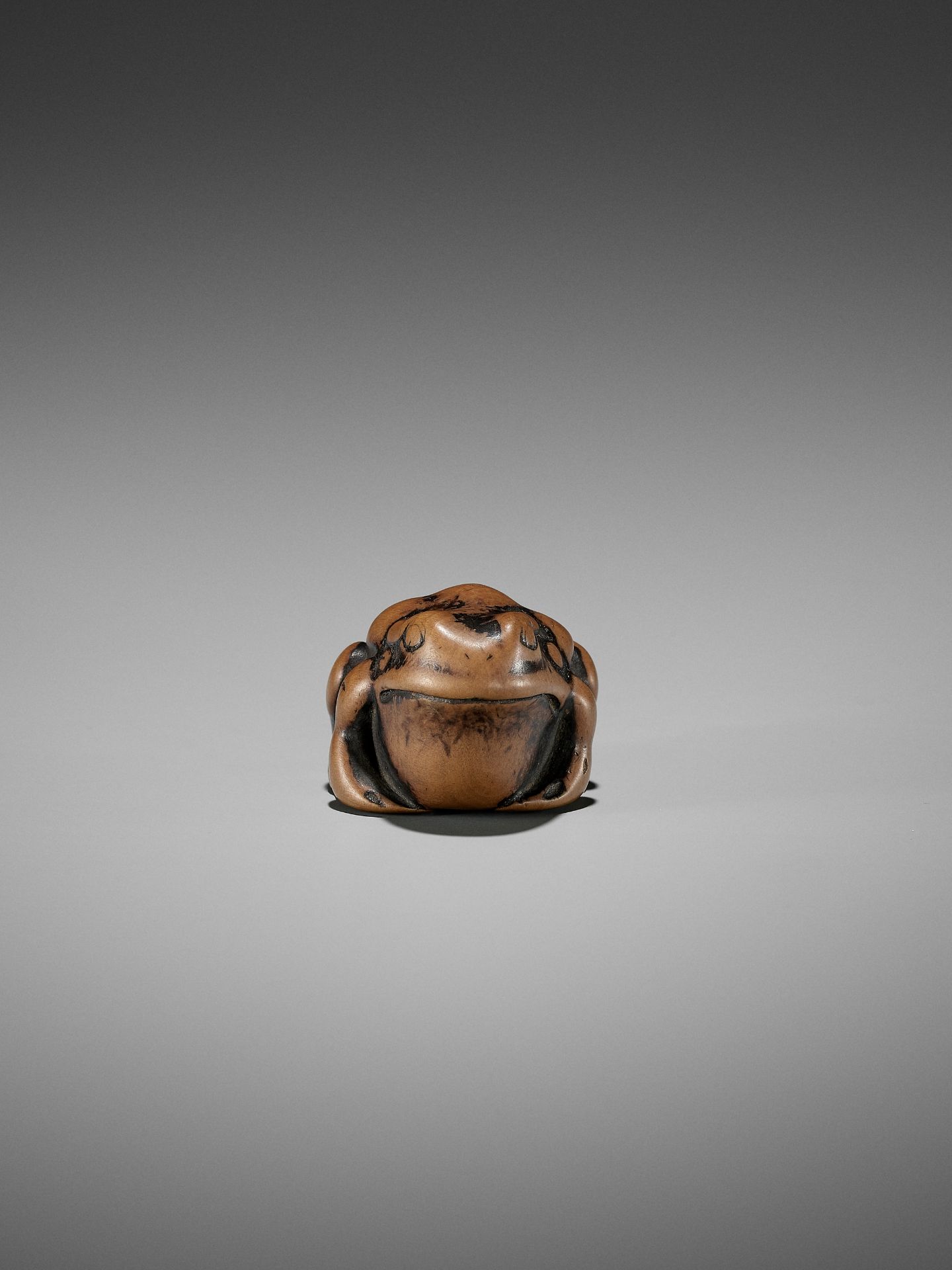 AN EARLY WOOD NETSUKE OF A TOAD - Bild 8 aus 12