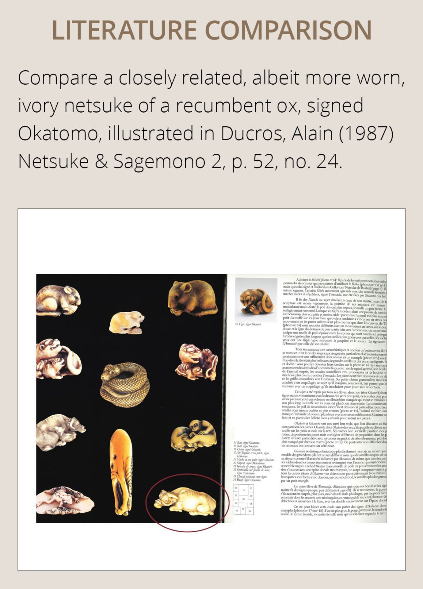 A SUPERB IVORY NETSUKE OF A RECUMBENT OX, ATTRIBUTED TO OKATOMO - Bild 5 aus 15