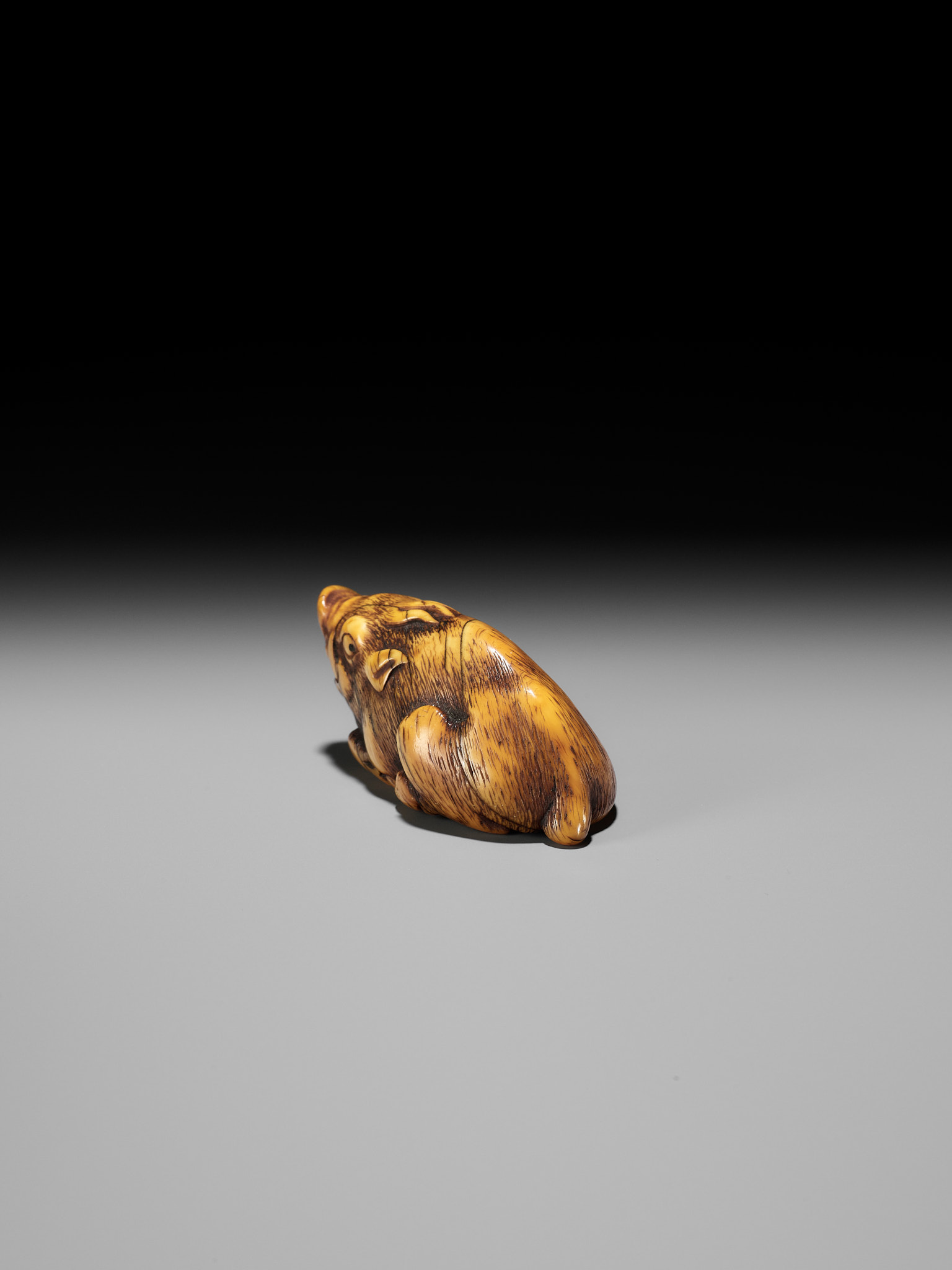 A KYOTO SCHOOL IVORY NETSUKE OF A FRIGHTENED RECLINING BOAR, SIGNED TOMOTADA - Bild 14 aus 19