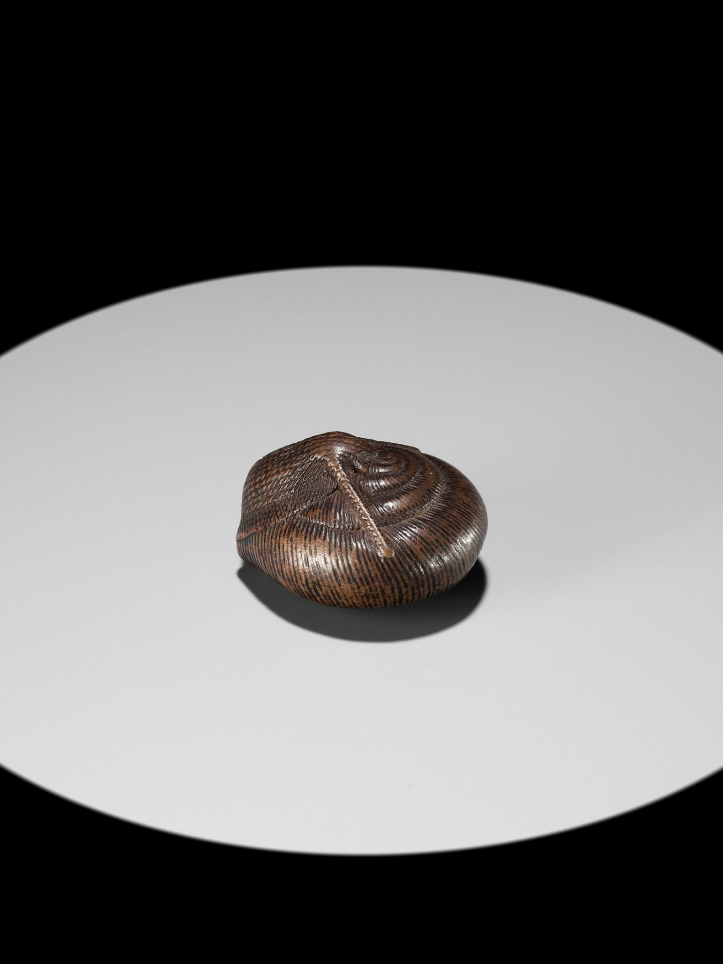 SARI: A FINE WOOD NETSUKE OF A SNAIL EMERGING FROM ITS SHELL - Bild 12 aus 17