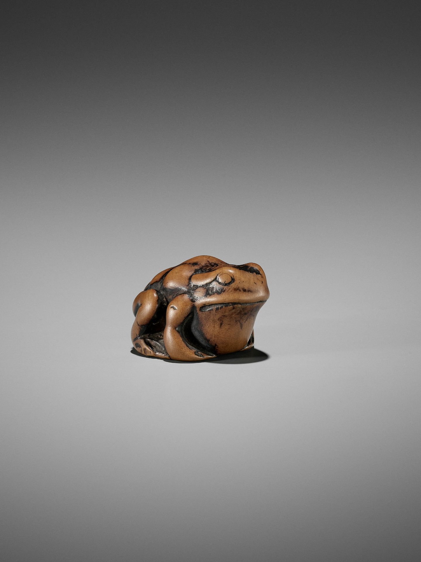 AN EARLY WOOD NETSUKE OF A TOAD - Bild 6 aus 12