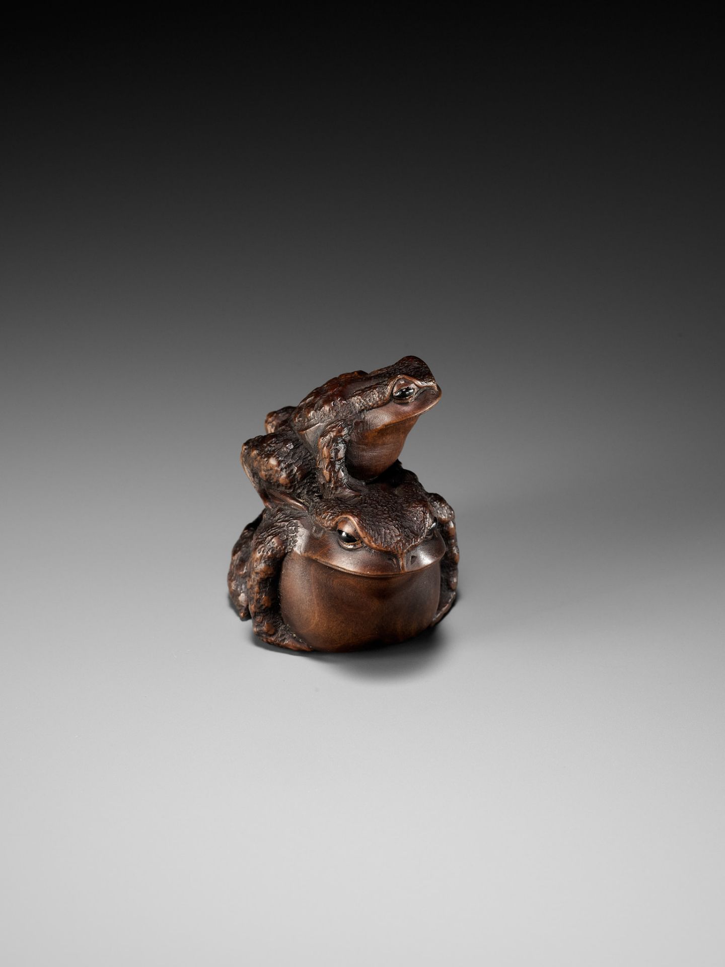 MASANAO: A FINE WOOD NETSUKE OF A TOAD WITH YOUNG - Image 4 of 15