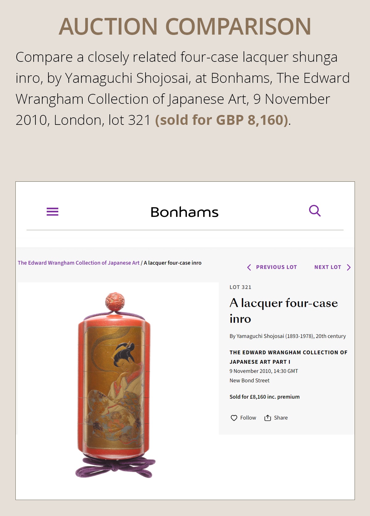 YAMAGUCHI SHOJOSAI: A FINE FOUR-CASE LACQUER INRO WITH A SHUNGA SCENE - Image 5 of 7