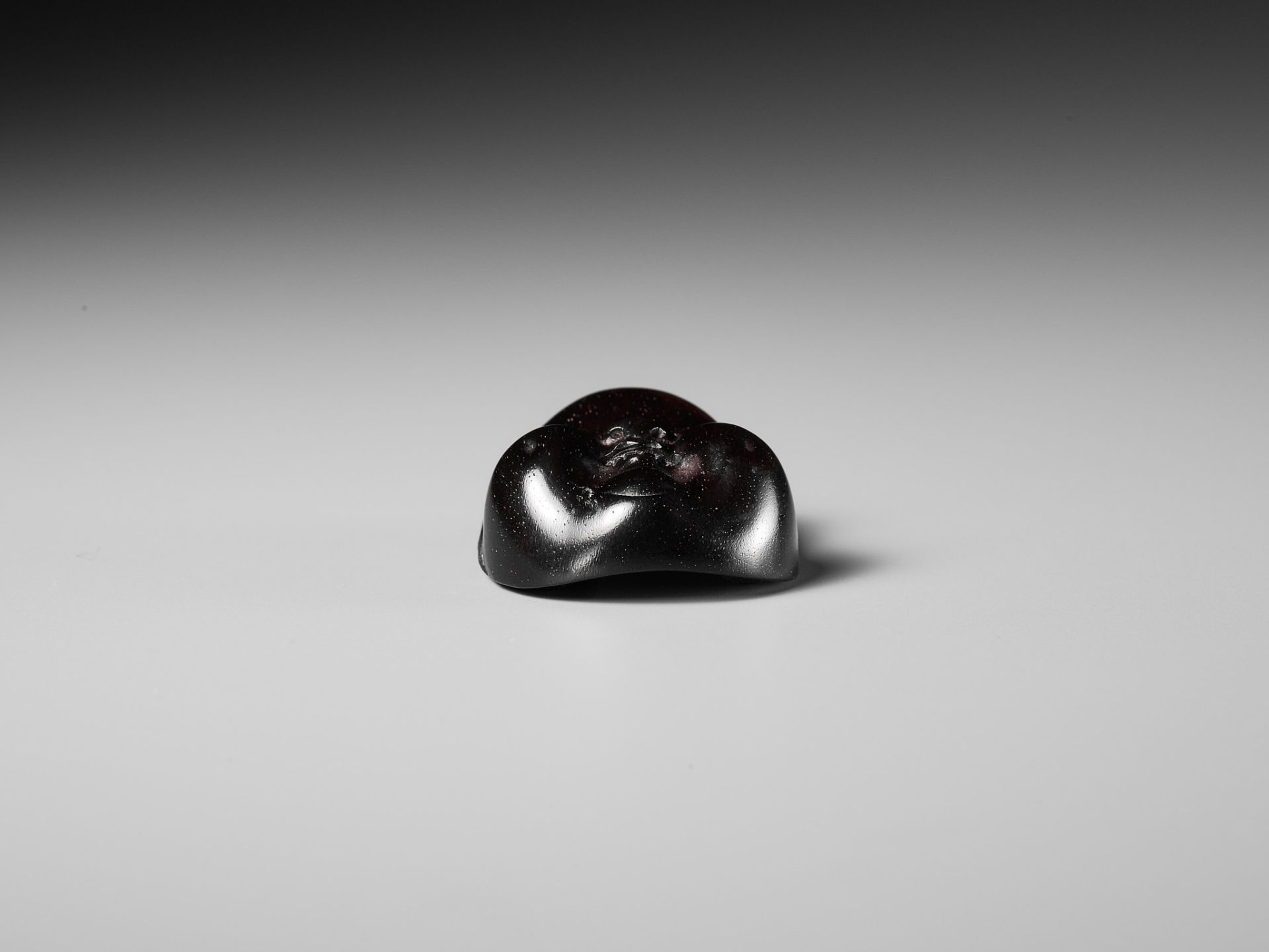 MEIKEISAI HOJITSU: A FINE DARK WOOD MASK NETSUKE OF OKAME - Image 10 of 13