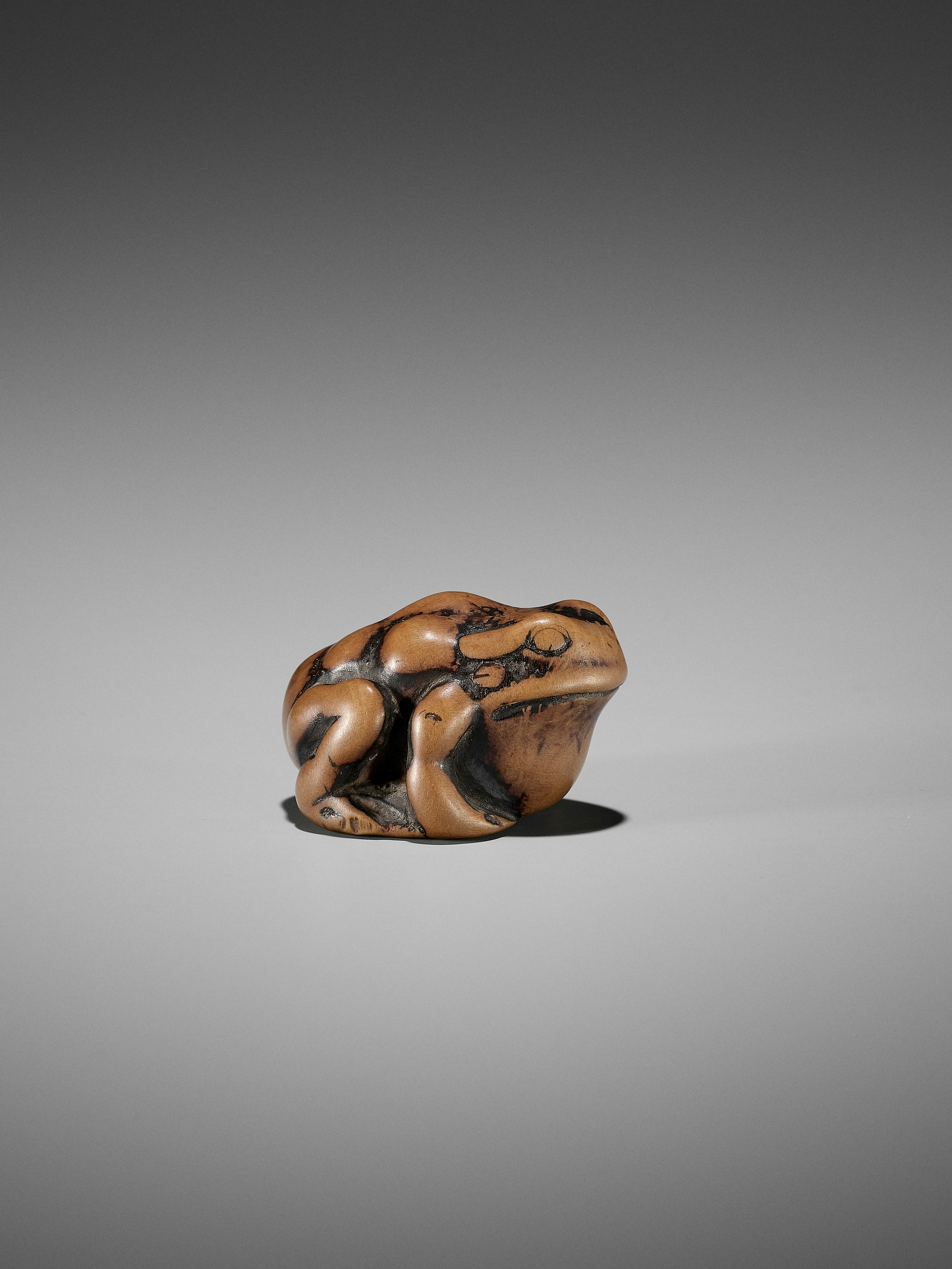 AN EARLY WOOD NETSUKE OF A TOAD - Bild 11 aus 12