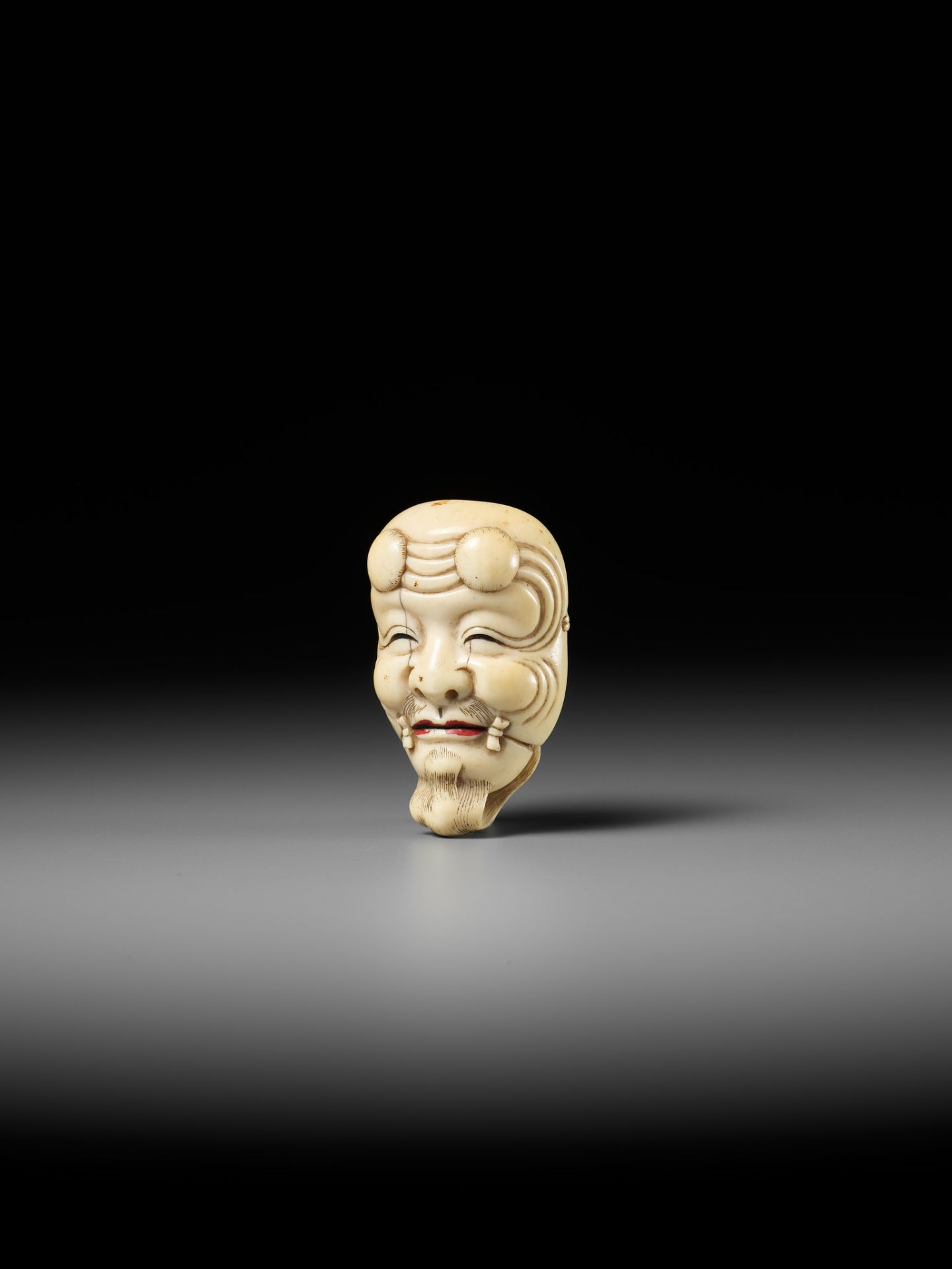 MEIKEISAI HOJITSU: A FINE IVORY MASK NETSUKE OF OKINA - Bild 9 aus 12