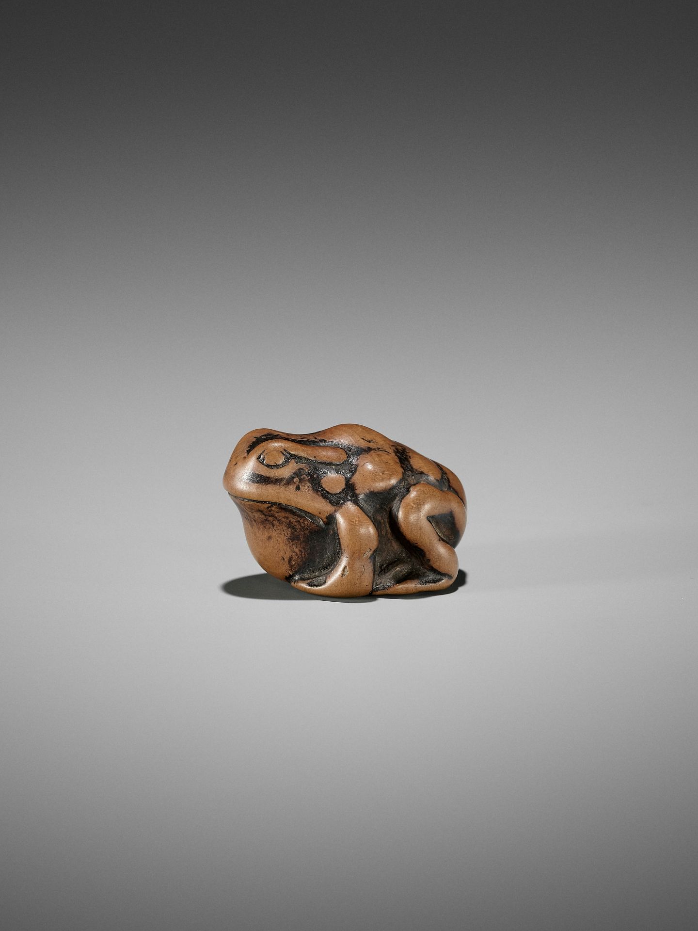 AN EARLY WOOD NETSUKE OF A TOAD - Bild 9 aus 12