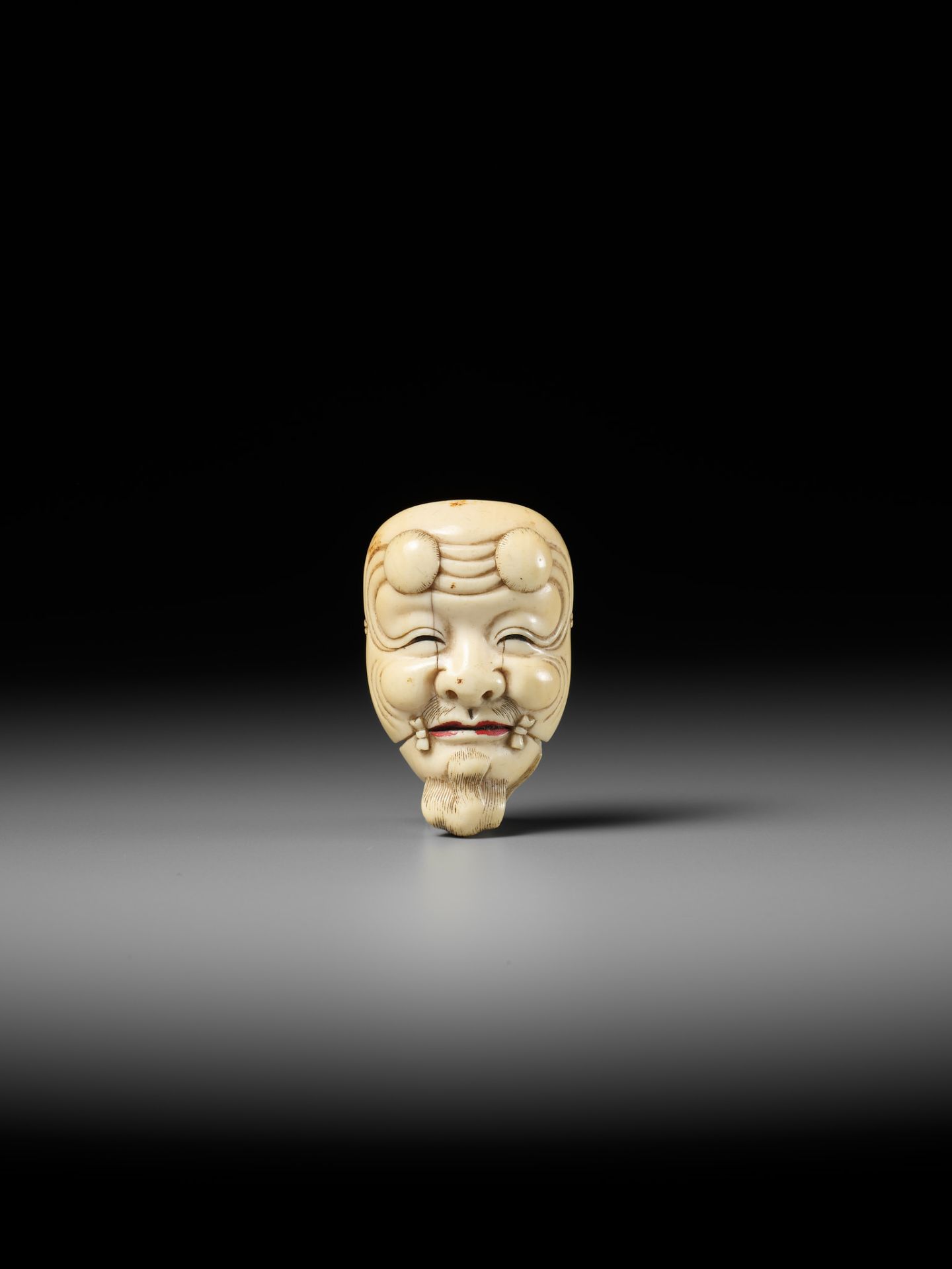 MEIKEISAI HOJITSU: A FINE IVORY MASK NETSUKE OF OKINA - Image 3 of 12