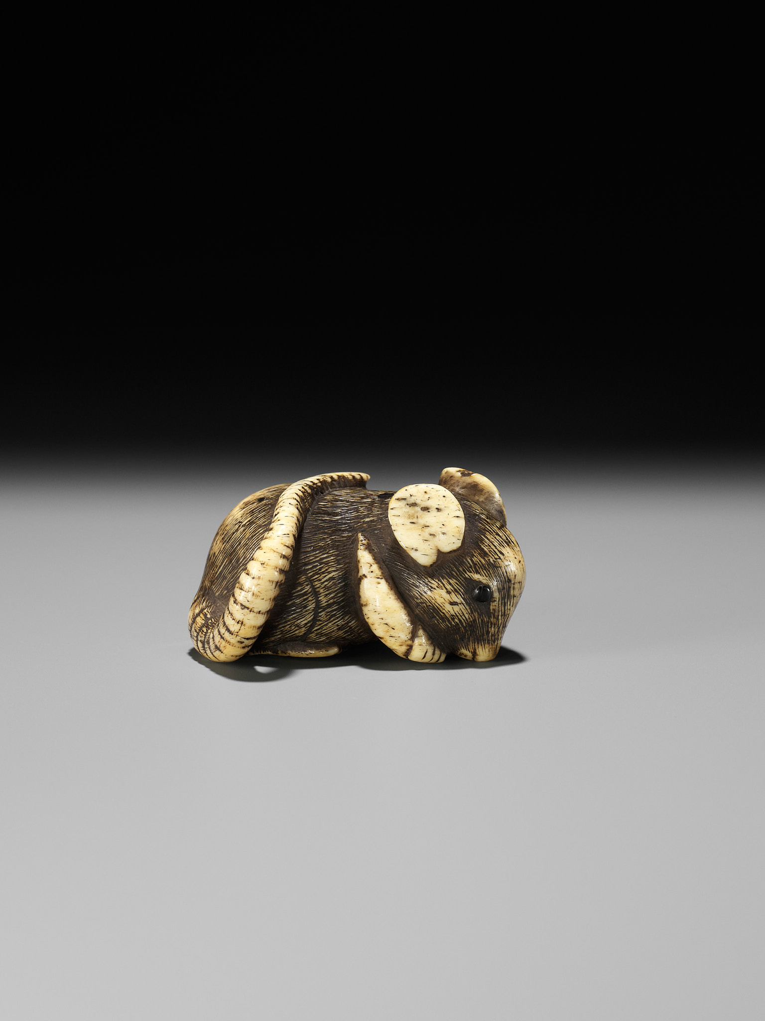 A FINE KYOTO SCHOOL ANTLER NETSUKE OF A RAT EATING A PEPPER - Bild 8 aus 12