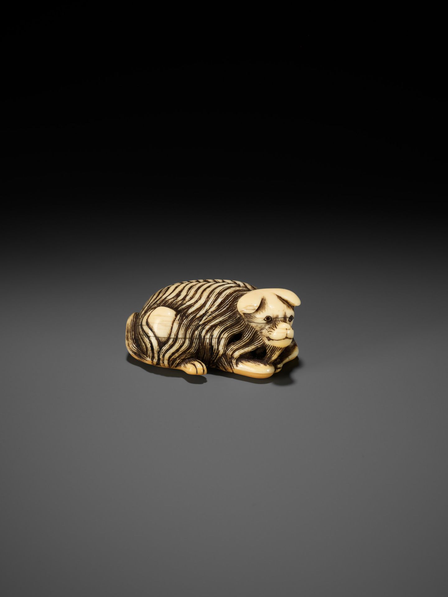 A RARE IVORY NETSUKE OF A JAKONEKO (MUSK CAT) - Bild 4 aus 13