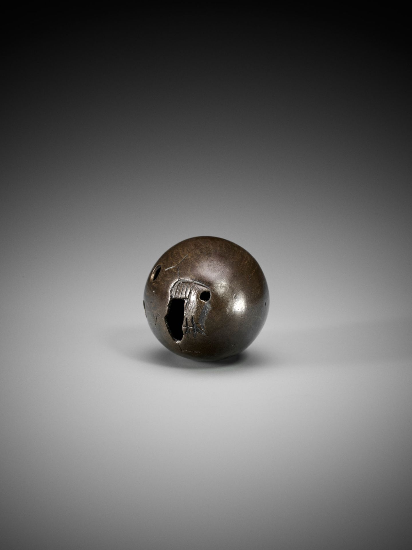 A RARE BRONZE NETSUKE OF A HATCHING TENGU (TENGU NO TOMAGO) - Image 7 of 7