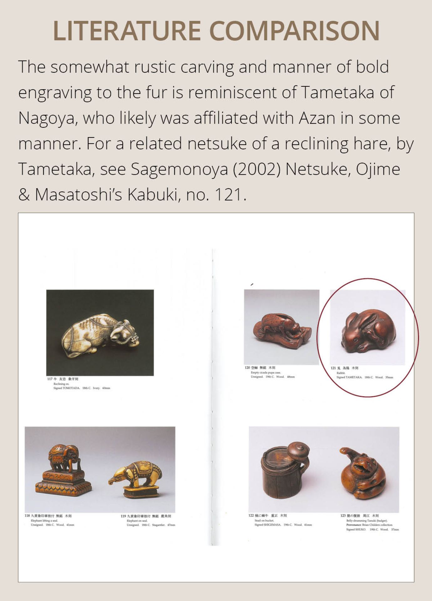 AZAN: A SUPERB WOOD NETSUKE OF A CHUBBY HARE - Image 5 of 15