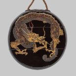 AN UNUSUAL BLACK LACQUER TWO-CASE INRO WITH A WRITHING DRAGON