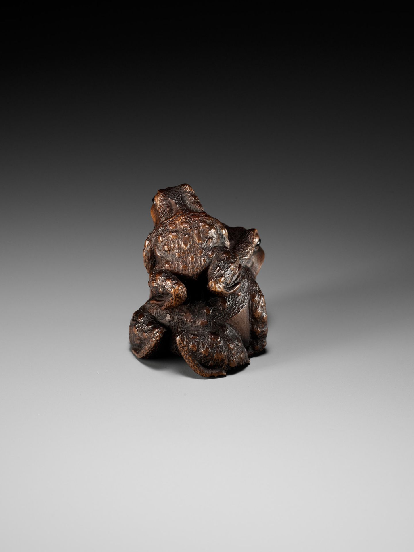 MASANAO: A FINE WOOD NETSUKE OF A TOAD WITH YOUNG - Bild 10 aus 15