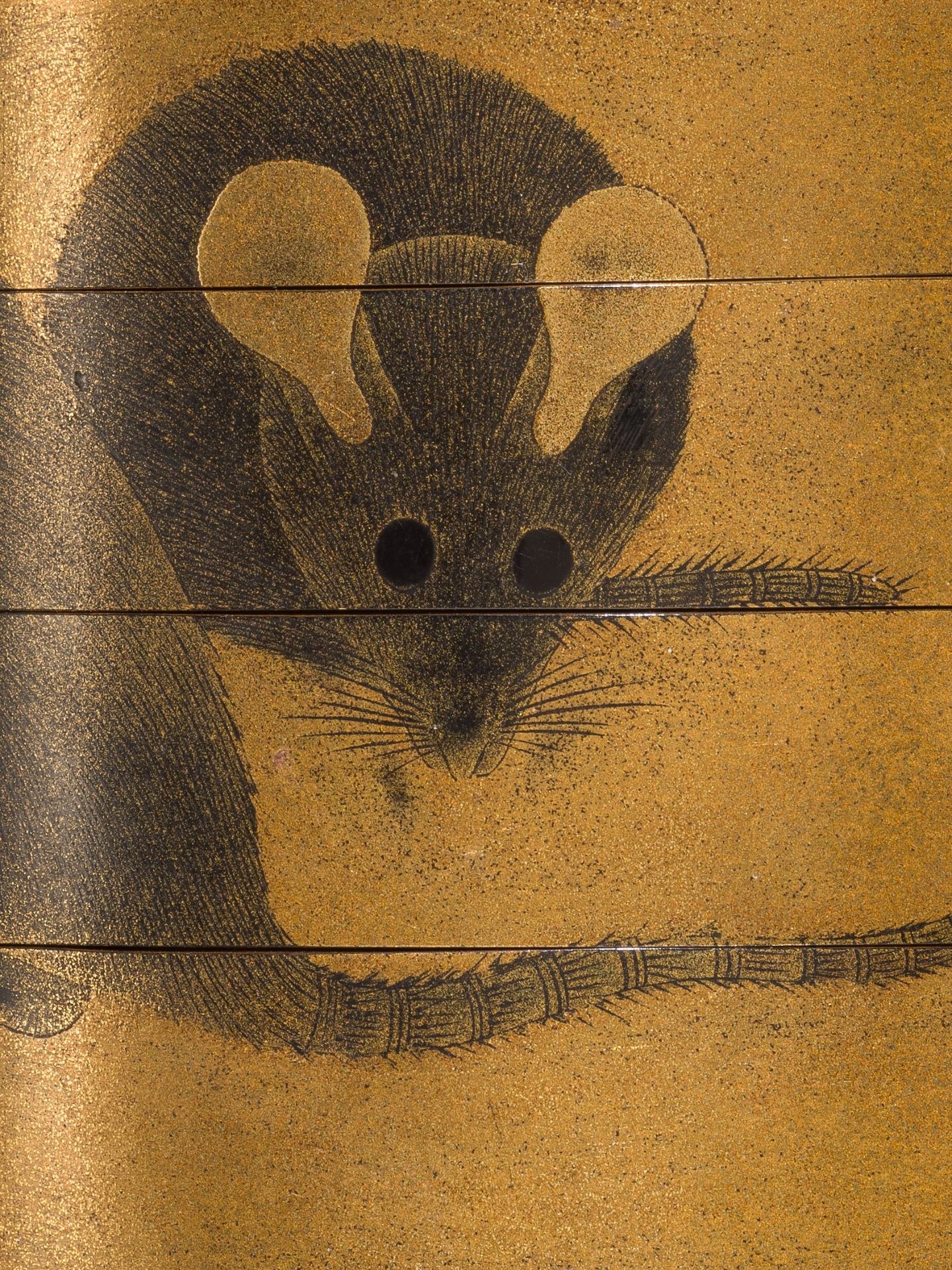 REIBOKU: A GOLD LACQUER INRO OF TWO RATS AFTER SHIOMI MASANARI - Image 7 of 8