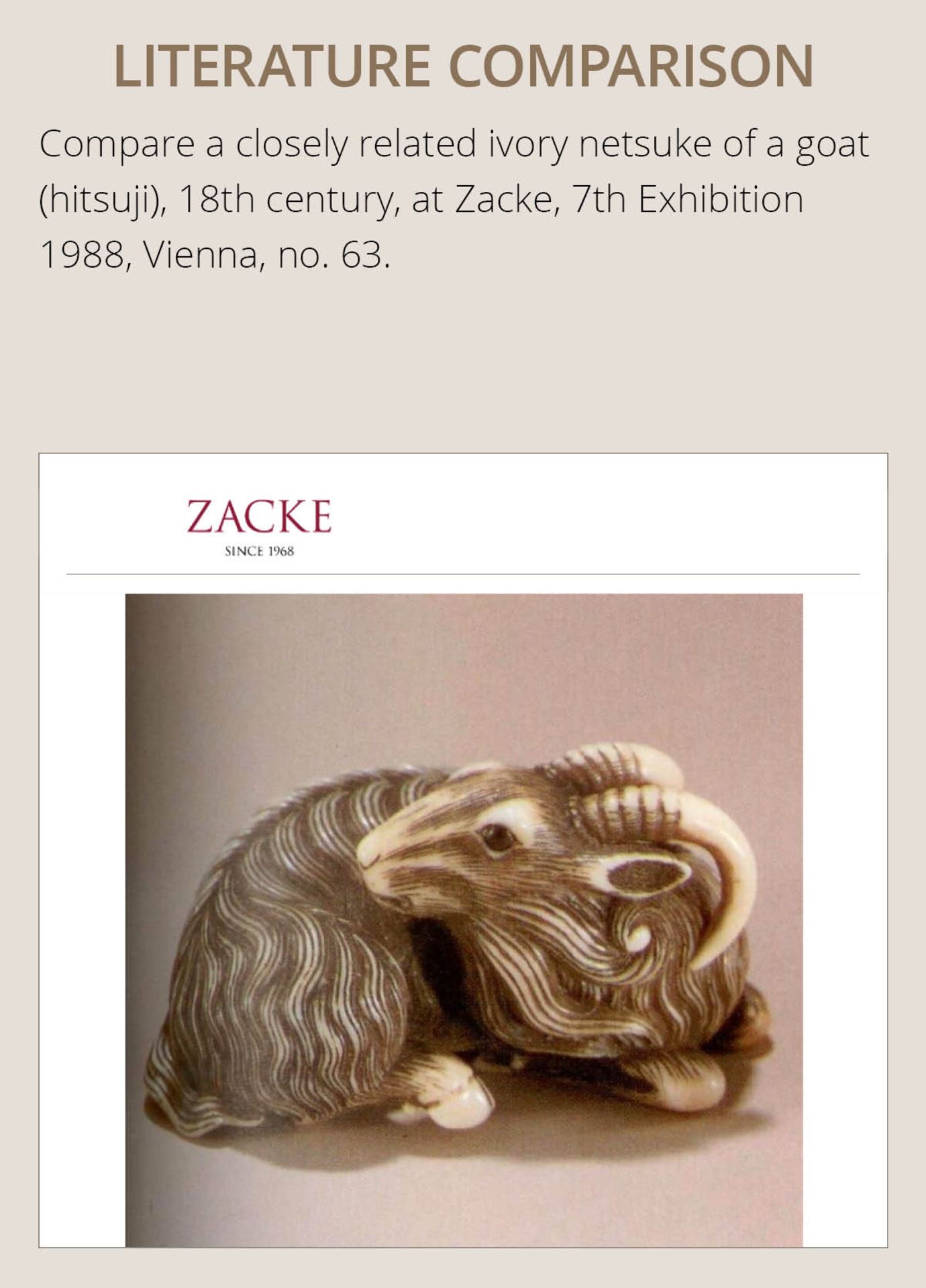 A FINE MARINE IVORY NETSUKE OF A RECLINING GOAT - Bild 6 aus 12