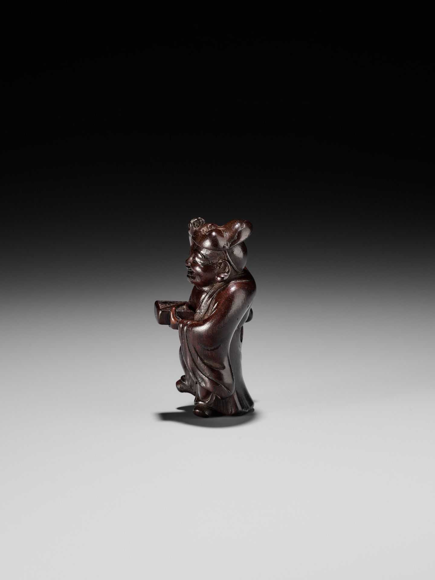 A FINE WOOD NETSUKE OF HOTEI AT SETSUBUN - Image 7 of 12