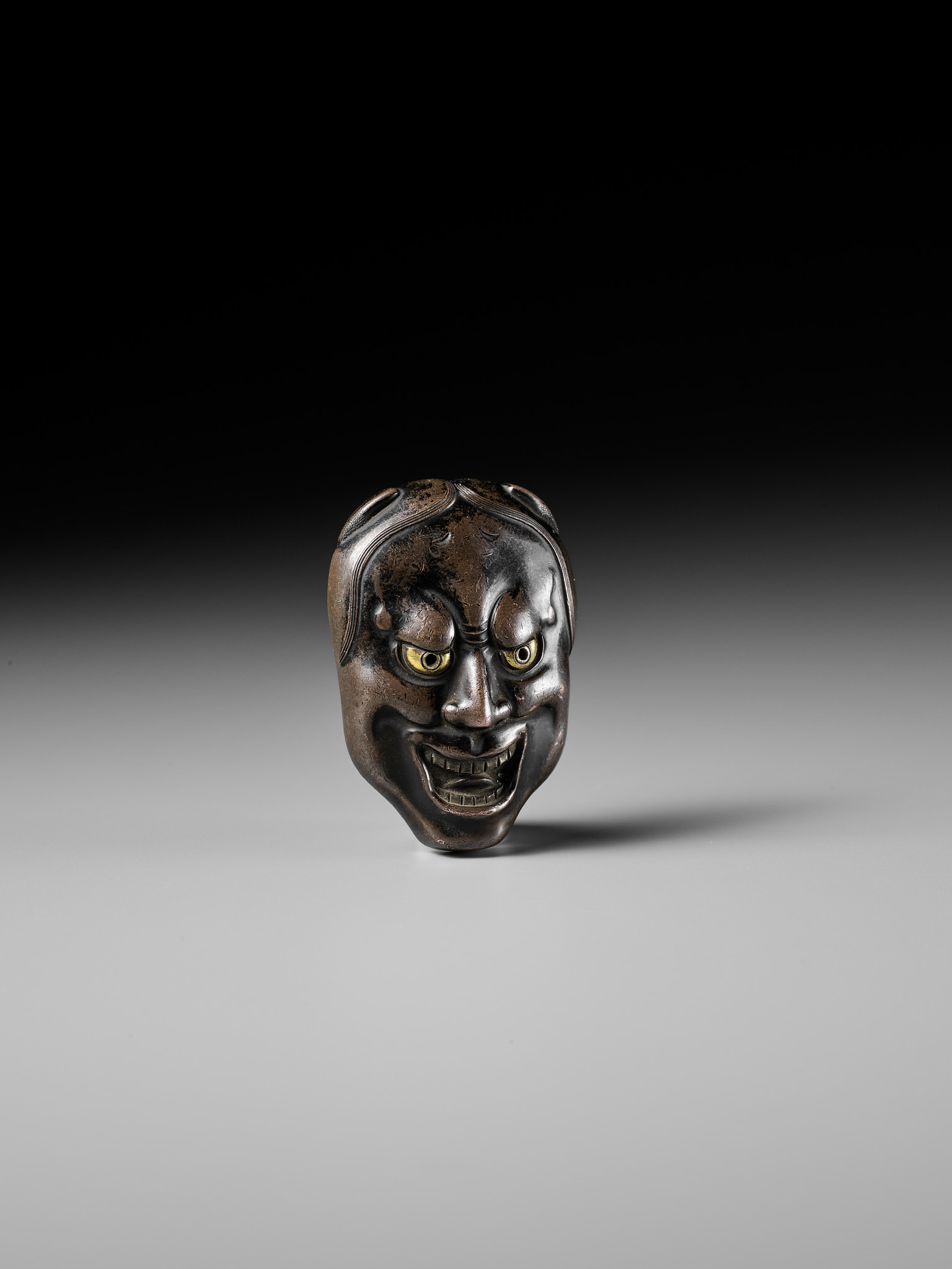 KATSURA NOBUHARU: A FINE AND RARE BRONZE MASK NETSUKE OF HANNYA - Image 8 of 9