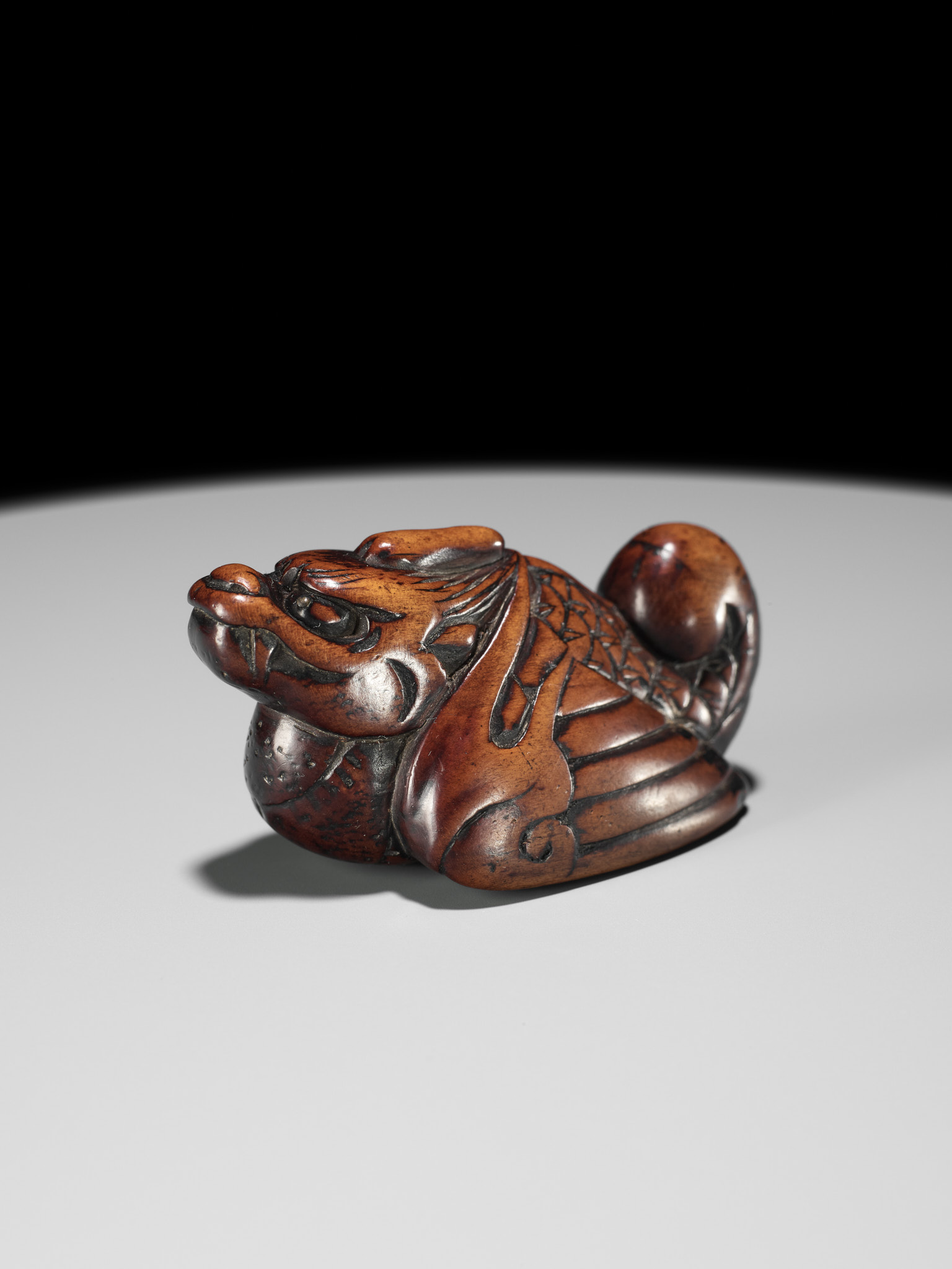 A RARE WOOD NETSUKE OF A HIRYU (FLYING DRAGON), SOKEN KISHO TYPE - Bild 16 aus 17