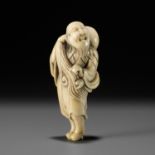 AN IVORY NETSUKE OF CHOKARO SENNIN