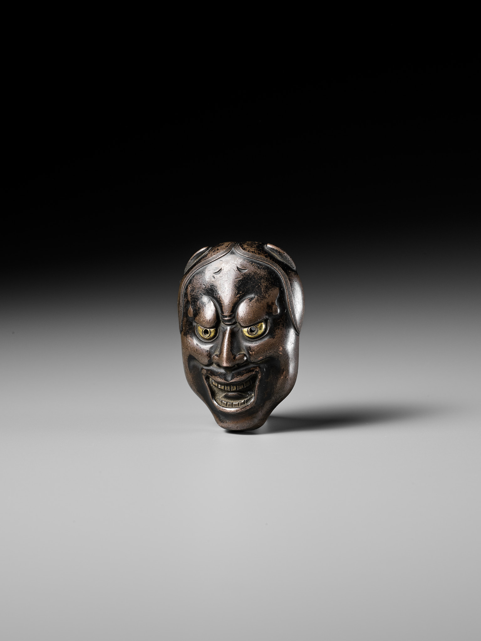 KATSURA NOBUHARU: A FINE AND RARE BRONZE MASK NETSUKE OF HANNYA - Image 4 of 9