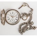 SILBERNE TAVANNES SAVONNETTE TASCHENUHR MIT KETTE