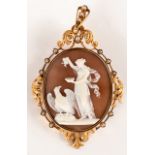 CAMEO BROOCH OR LOCKET SHOWING HEBE, THE EAGLE OF ZEUS SOAKING WITH NECTAR