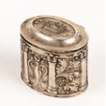 SMALL SILVER JAR WITH FRUIT DECORATION