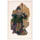 A CHINESE GUARDIAN FIGURE PAINTING ON SILK WITH COLLECTOR'S SEAL XIA HANSI (JERG HAAS)