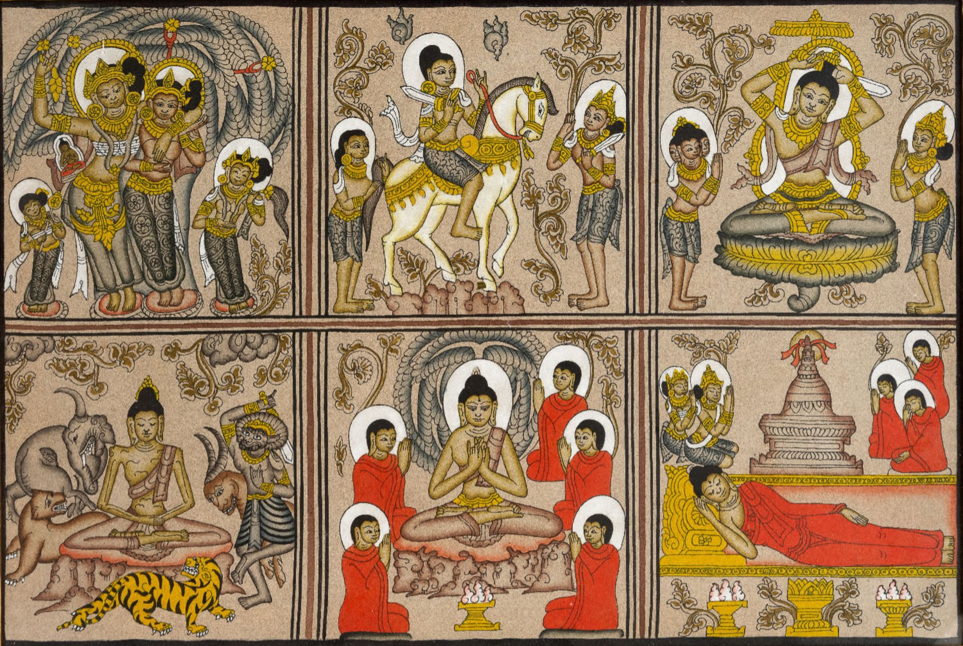 INDIAN (?) PAINTING ON PAPER (?) SHOWING THE LIFE OF BUDDHA - Image 2 of 2