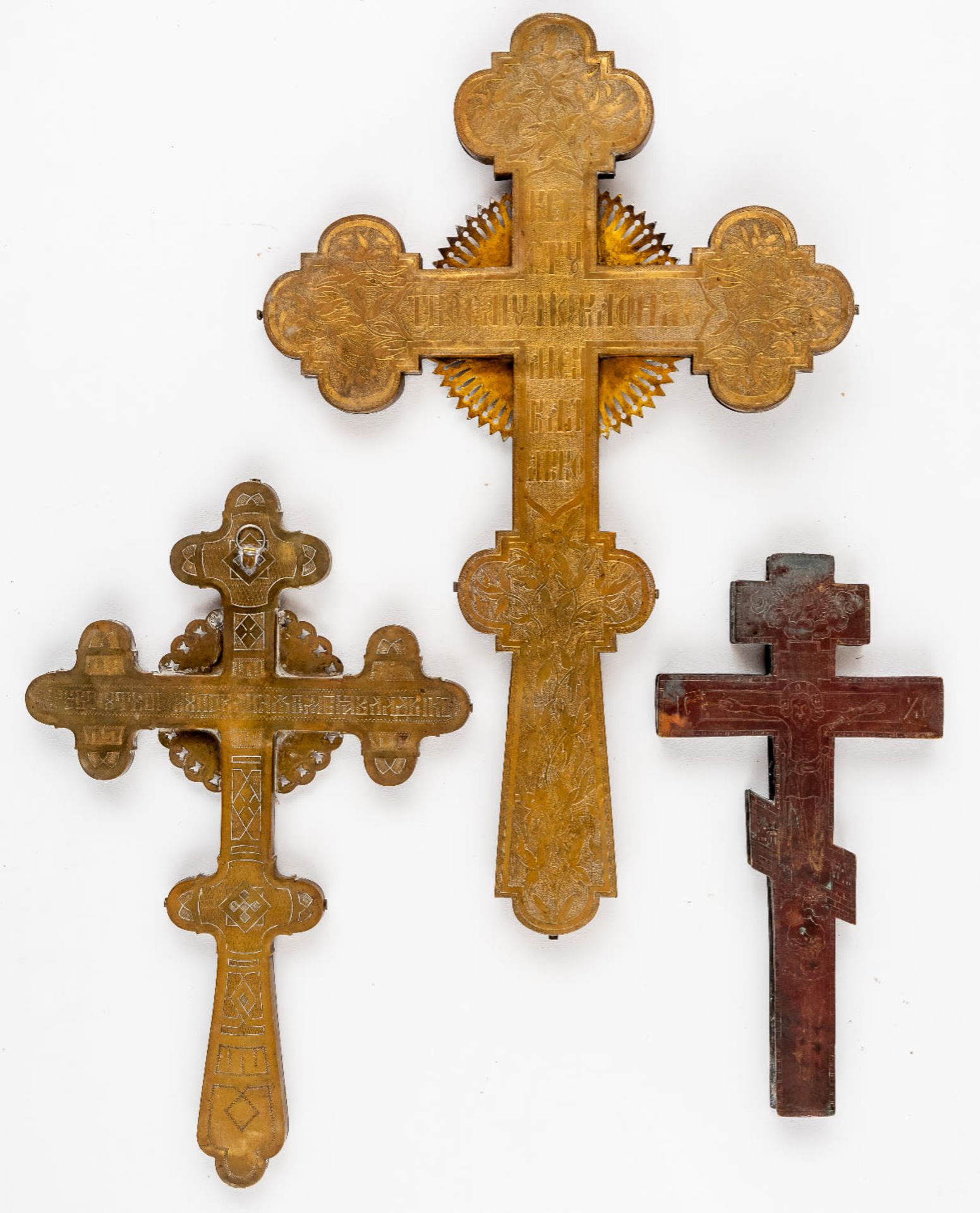 3 RUSSIAN BENEDICTION CROSSES - Image 2 of 2