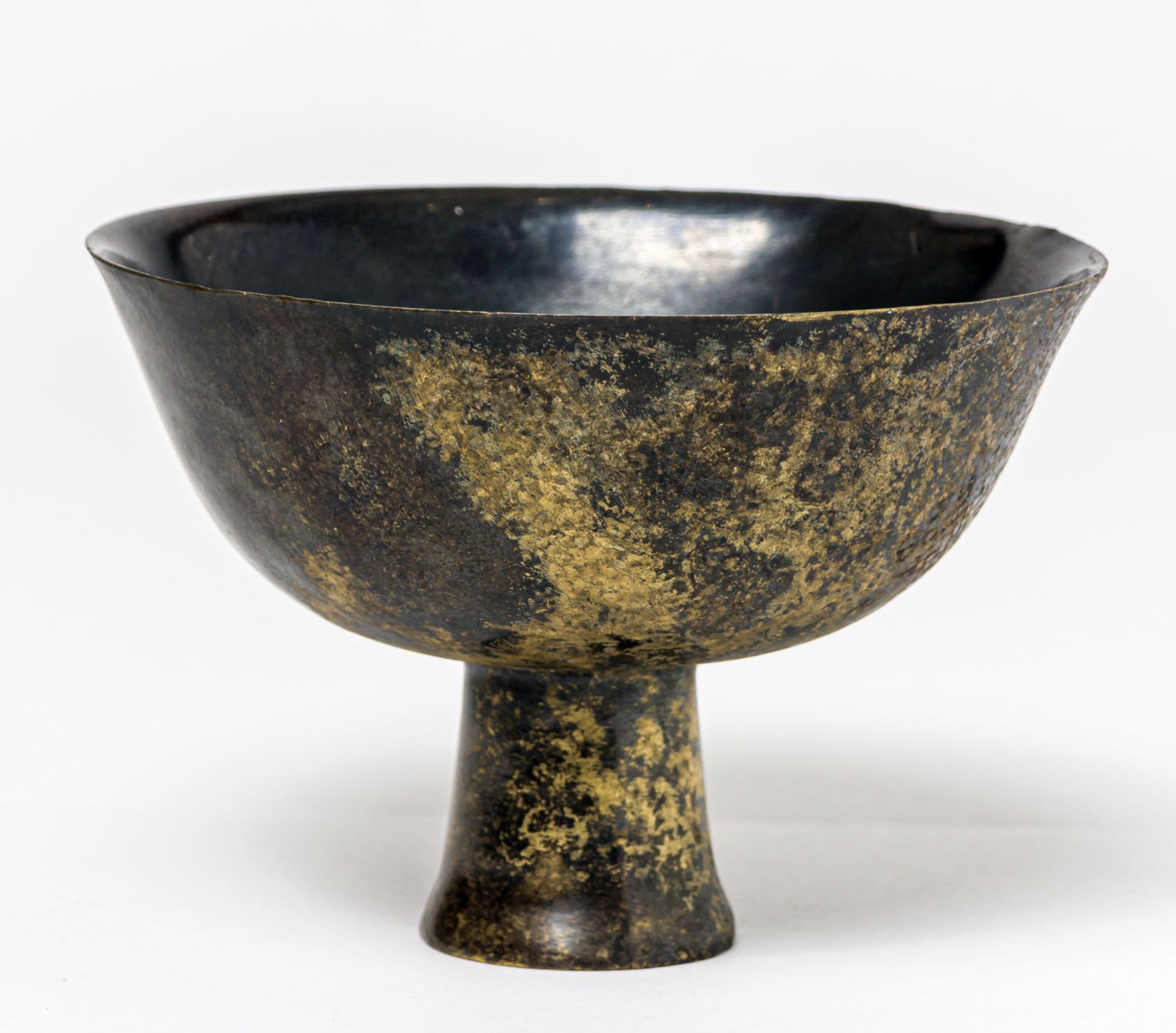 A CHINESE BRONZE (?) CUP OR SINGING BOWL