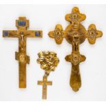 2 RUSSIAN BENEDICTION CROSSES AND ONE PRIEST CROSS