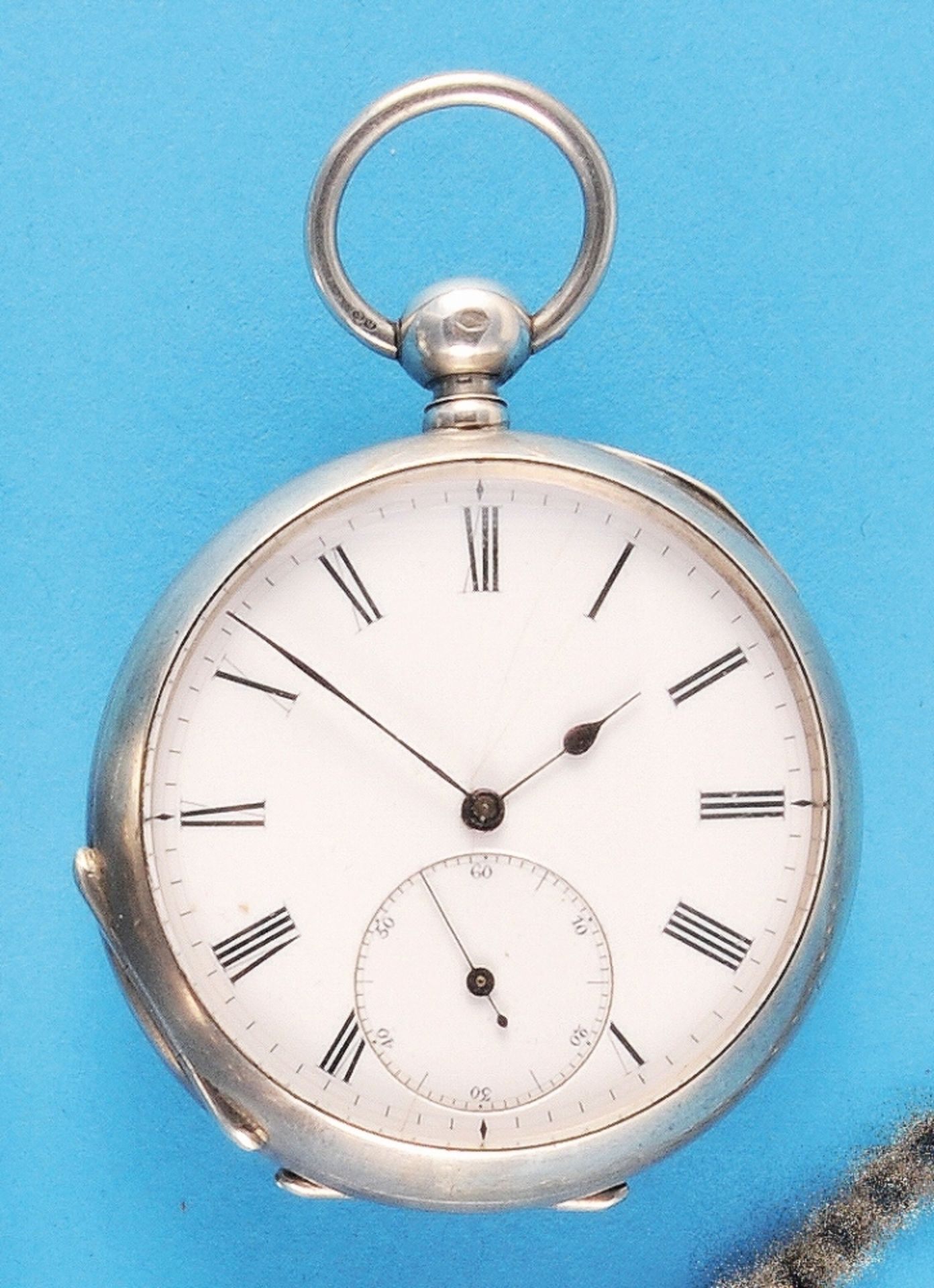 Rare German silver pocket watch with chronometer escapem, ent over fusee and chain - Bild 2 aus 2