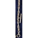 Silver pocket watch chain with toggle,