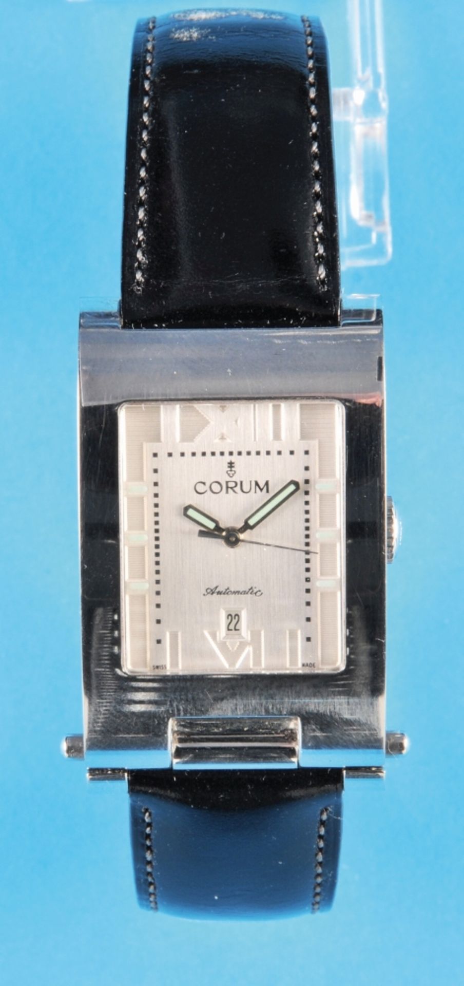 Corum Tabogan Automatic steel wristwatch with center second hand and date, reference145.151.20, cal