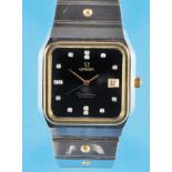 Omega Constellation Automatic men's jewelry wristwatch with black dial dial and diamonds as hour ind