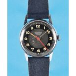 Junghans "shock protected" vintage wristwatch with red center second hand, cal. 80, 1940s, case with