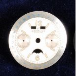 Breitling chronograph dial, silver-plated, hour hour markers with Arabic 6 and 12, outer date circle